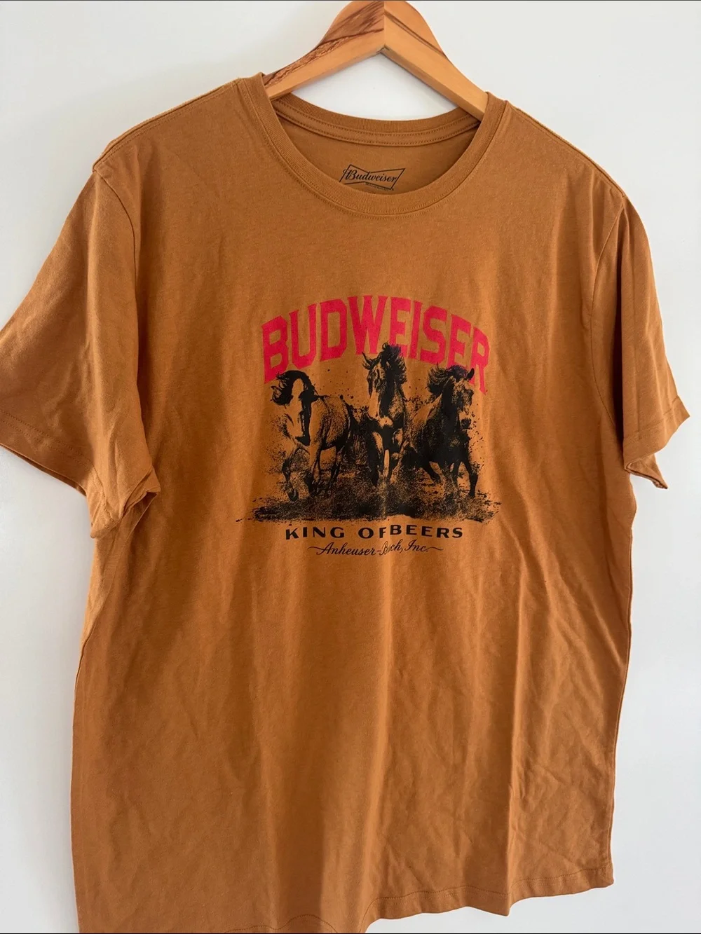 Budweiser King of Beers Graphic T-Shirt Men’s XXL Brown Horses Tee